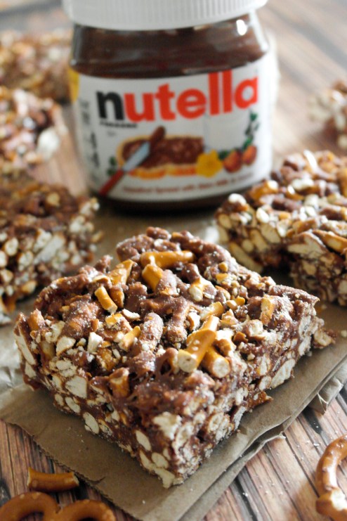 Nutella Pretzel Marshmallow Bars